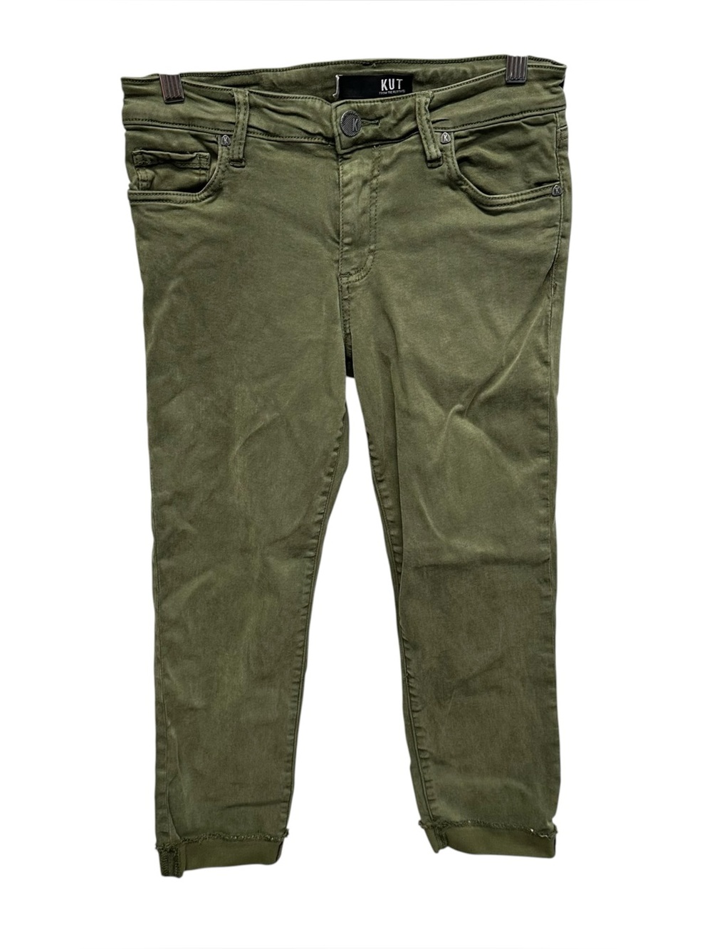 Kut from the Kloth Amy crop straight leg jeans women’s army green size 4
